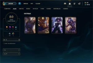 Conta Unranked com 145 Champs e 80 Skins + 4 Vitoriosas - League of Legends LOL