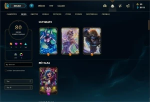 Conta Unranked com 145 Champs e 80 Skins + 4 Vitoriosas - League of Legends LOL