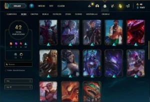 Conta ouro 1 com 70 Champs e 42 Skins - League of Legends LOL