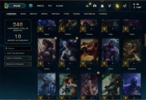 Conta ouro 1 com 70 Champs e 42 Skins - League of Legends LOL