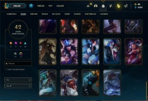 Conta ouro 1 com 70 Champs e 42 Skins - League of Legends LOL