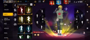 Conta de free fire prime 3 com conjunto de Naruto