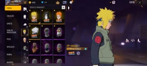 Conta de free fire prime 3 com conjunto de Naruto