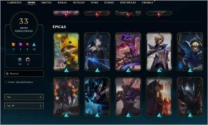 Conta league of legends 33 skins 4 lendárias 2 vitoriosas LOL