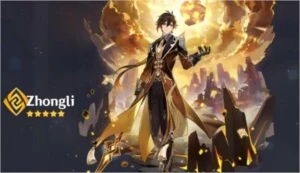 Conta Genshin Impact com Zhongli, Eula, Tartaglia e Diluc