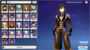 Conta Genshin Impact com Zhongli, Eula, Tartaglia e Diluc