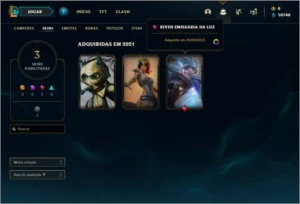 Conta platina 2 com 3 skins e 22 champs - League of Legends LOL