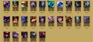 Prata 3 Prata 2 90 Campeões, 25 skins, 33 ícones - League of Legends LOL