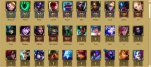 Prata 3 Prata 2 90 Campeões, 25 skins, 33 ícones - League of Legends LOL