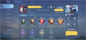 CONTA MLBB +200 SKINS, 79 HEROES, ELO MÁXIMO MÍTICO IV - Mobile Legends
