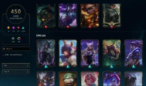 Conta lol 450 skins, 23 míticas, todas ultimates, 34 lendári - League of Legends