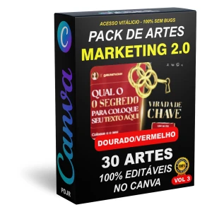 Pack Canva Marketing Digital Dourado e Vermelho Vol 3 - Serviços Digitais