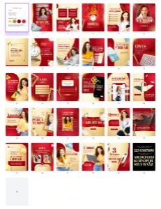 Pack Canva Marketing Digital Dourado e Vermelho Vol 3 - Serviços Digitais