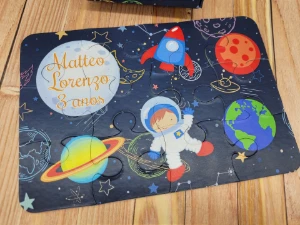 Quebra-cabeça Astronauta com Caixa 19 x 13 cm - Artesanato e Personalizados