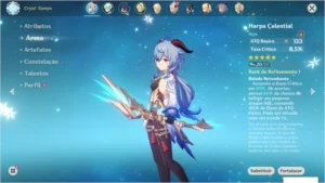 Conta Genshin Impact Iniciante Ganyu+Harpa Celestial AR15