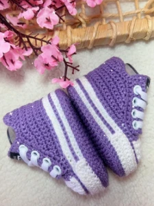 All Star de Crochê Roxo Sola de Crochê - Artesanato e Personalizados
