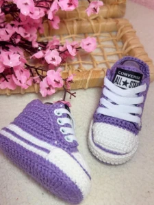 All Star de Crochê Roxo Sola de Crochê - Artesanato e Personalizados