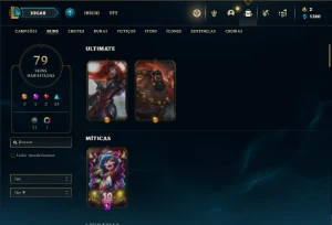 Conta Unranked com 105 Champs e 79 Skins - League of Legends LOL