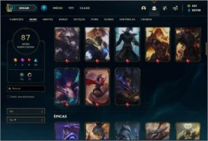Conta prata 2 com 101 champs e 87 skins +2 Prestigios - League of Legends LOL