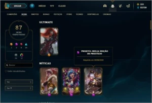 Conta prata 2 com 101 champs e 87 skins +2 Prestigios - League of Legends LOL