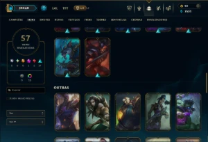 Platina 4 com 100 Champs e 57 Skins +10 Vitoriosas - League of Legends LOL