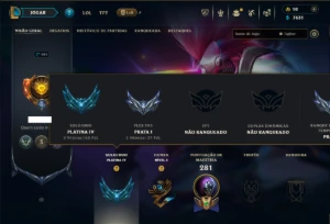 Platina 4 com 100 Champs e 57 Skins +10 Vitoriosas - League of Legends LOL