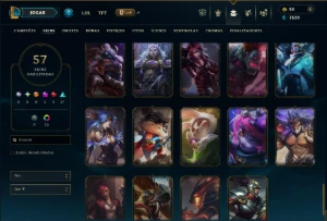 Platina 4 com 100 Champs e 57 Skins +10 Vitoriosas - League of Legends LOL
