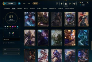 Platina 4 com 100 Champs e 57 Skins +10 Vitoriosas - League of Legends LOL