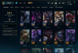 Platina 4 com 100 Champs e 57 Skins +10 Vitoriosas - League of Legends LOL