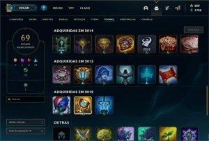 Conta  antiga (season 2) com skins e ícones raros, etc - League of Legends LOL