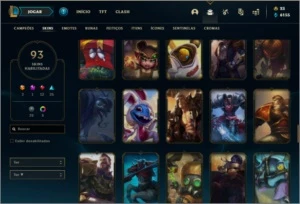 Conta ouro 4 com 105 champs e 93 skins - League of Legends LOL