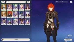 Conta nova com Jean, Diluc, Yanfei e Skyward Atlas - Genshin Impact