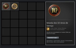 CONTA STEAM ANTIGA COM MEDALHAS 10/5 ANOS DE SERVIÇO