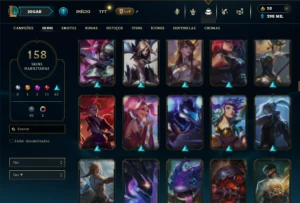 Platina 4 com TODOS os champs e 158 Skins ( MAIN ADC ) - League of Legends LOL