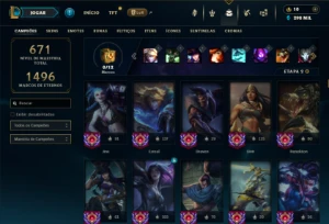 Platina 4 com TODOS os champs e 158 Skins ( MAIN ADC ) - League of Legends LOL