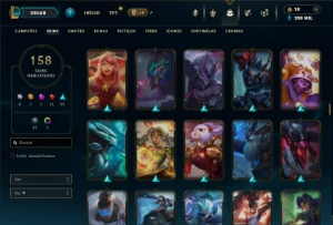 Platina 4 com TODOS os champs e 158 Skins ( MAIN ADC ) - League of Legends LOL