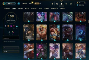 Platina 4 com TODOS os champs e 158 Skins ( MAIN ADC ) - League of Legends LOL