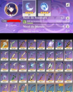 Eula + Raiden + Childe + Kokomi + Cyno + Mona c3 + Qiqi AR55 - Genshin Impact