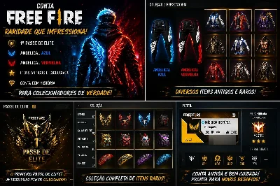 Conta com primeiro passe e Angelical azul e vermelho - Free Fire