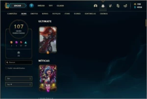 Conta unranked MAIN SUP com 107 skins e 103 champs - League of Legends LOL
