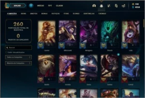 Conta unranked MAIN SUP com 107 skins e 103 champs - League of Legends LOL