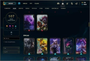 Conta unranked MAIN SUP com 107 skins e 103 champs - League of Legends LOL