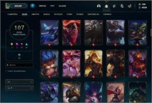 Conta unranked MAIN SUP com 107 skins e 103 champs - League of Legends LOL