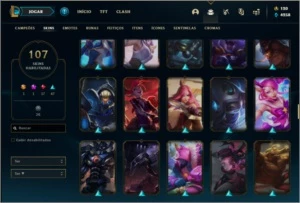 Conta unranked MAIN SUP com 107 skins e 103 champs - League of Legends LOL