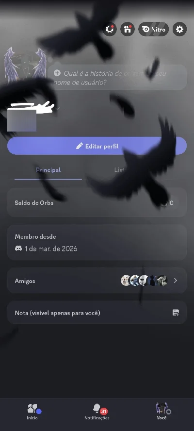 Conta de discord 2 mês de uso - Redes Sociais