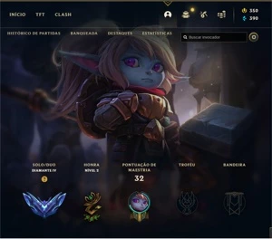 conta smurf DIAMANTE 4 SEM EMAIL VERIFICADO - League of Legends LOL