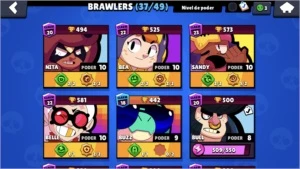 5 brawler  full e outros n e full tem 17 k de troféus - Brawl Stars