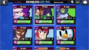 5 brawler  full e outros n e full tem 17 k de troféus - Brawl Stars