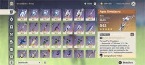 13 armas 5* + 12 personagens 5* + 5 constelações - Genshin Impact
