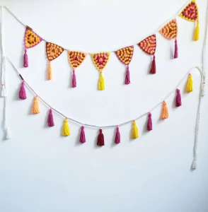 Kit Decoração Varal de Bandeirinhas + Varal de Tassels - Artesanato e Personalizados
